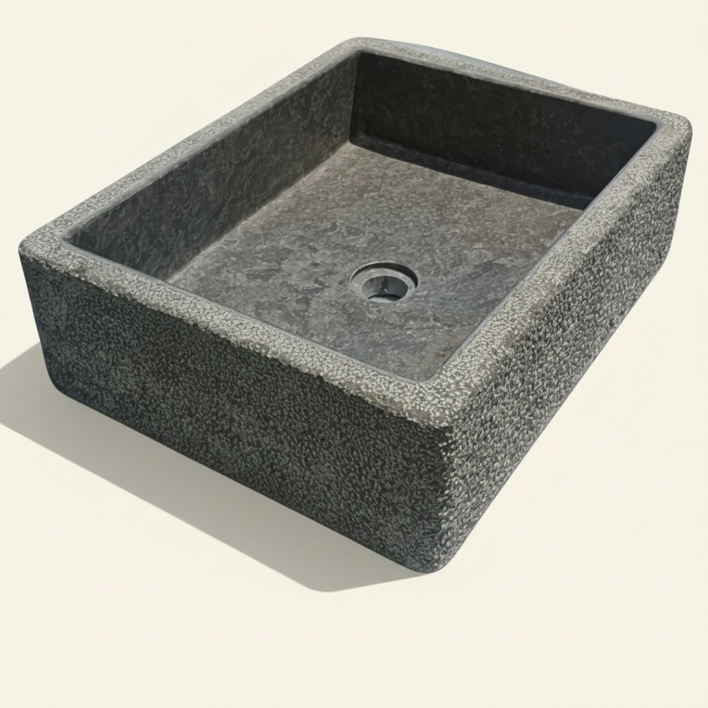 Marble Basin: Bode, Charcoal Marble Basin with Hammered finish