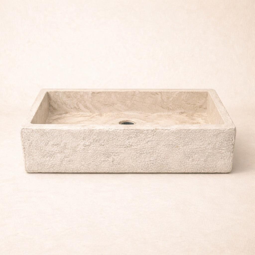 Basin: Bunte. Marble basin with rough finish