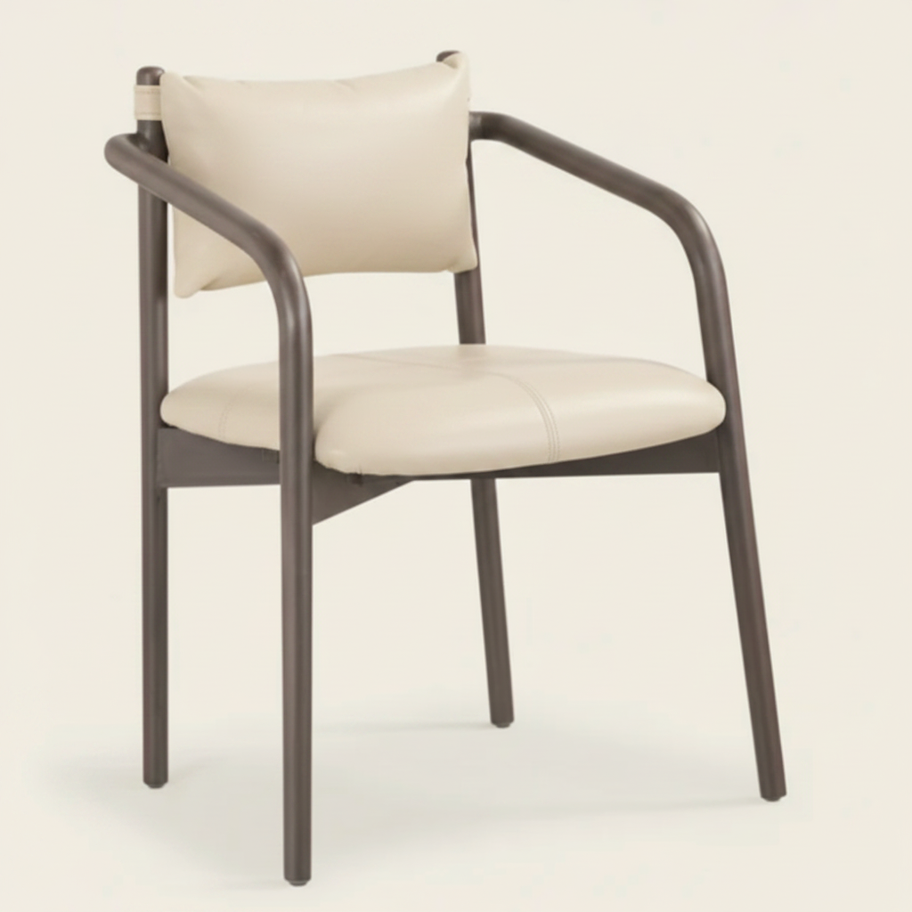 Dining chair: Buono, cream Leather and Brown chair.