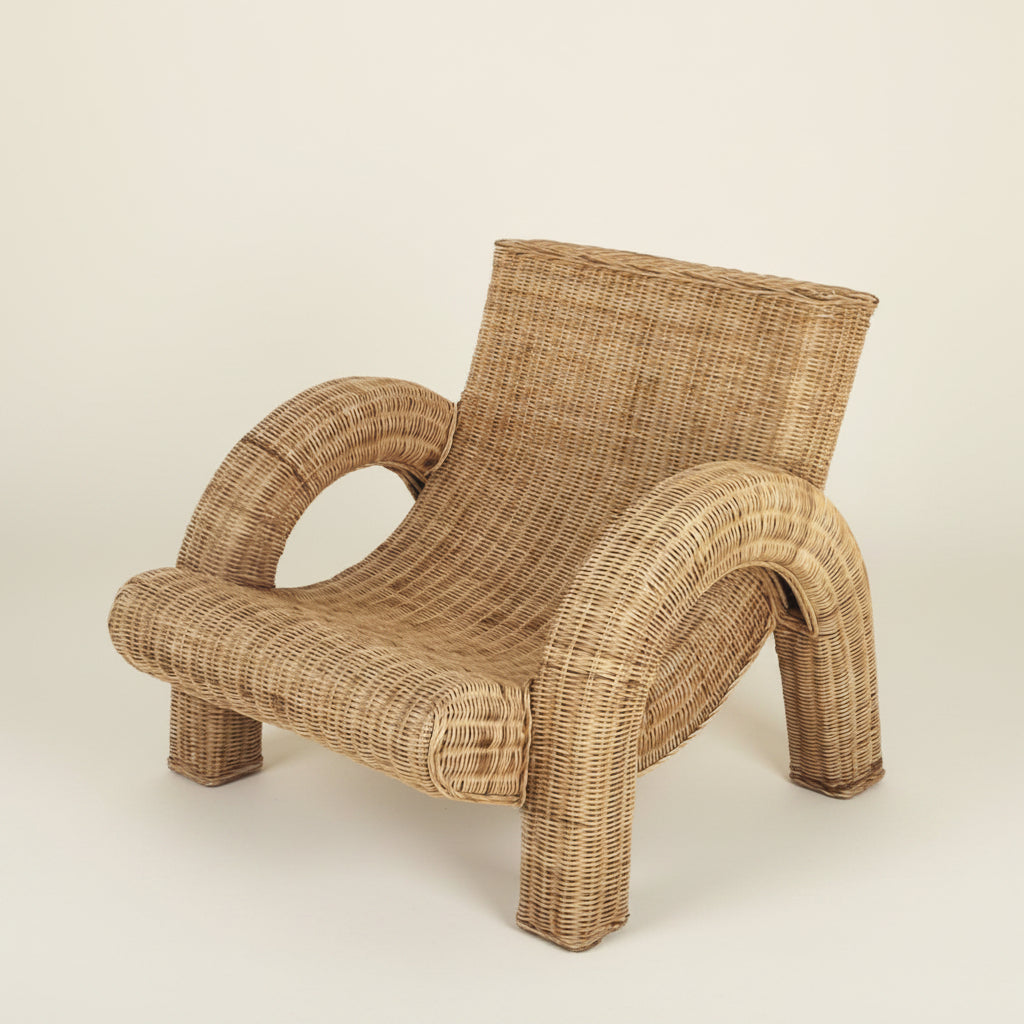 chinelo chunky modern rattan sling armchair, Bisque Traders