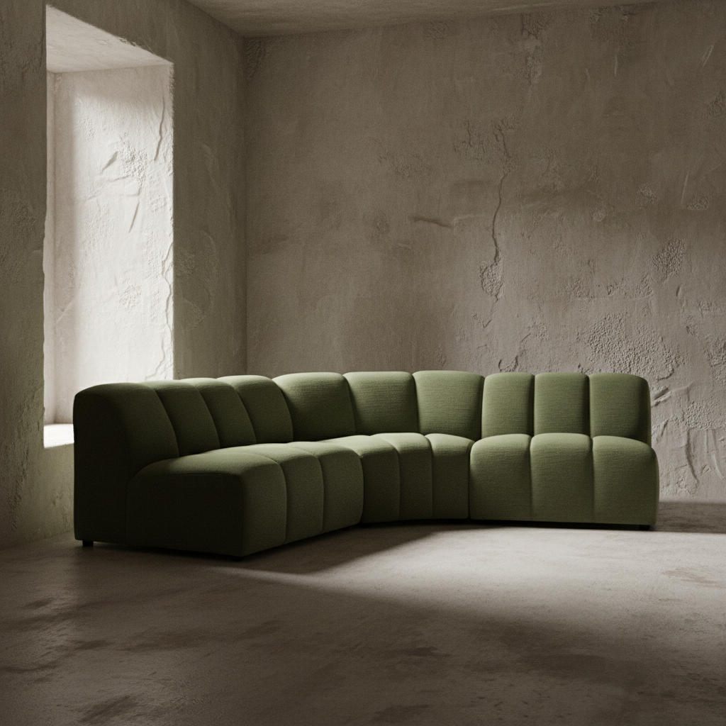 Comora : Sectional Curved Sofa, Moss Green