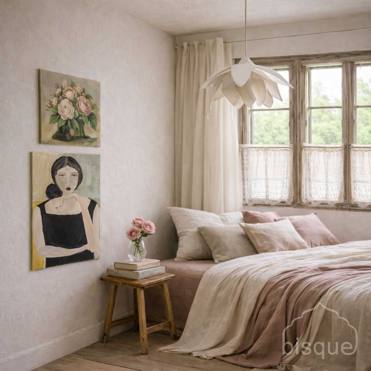 Pendant light: Danso, Cotton Cream, 58cm Flower Light