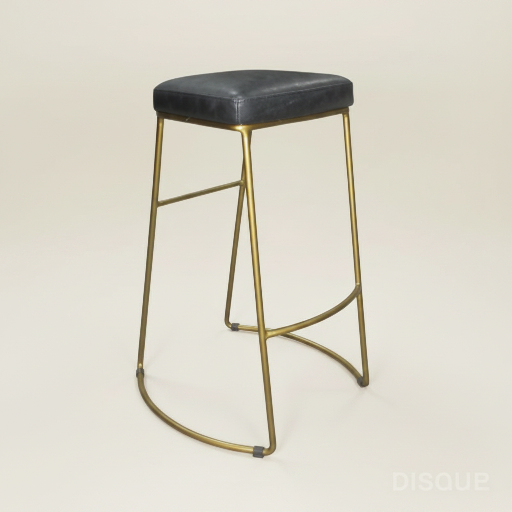 Bar stool: Dario Leather Bar stool, Lead Leather Bronze Frame