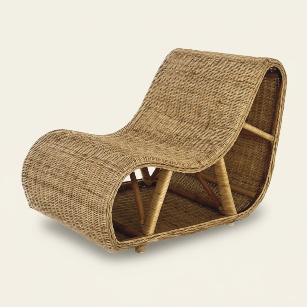 Dawit slug shape rattan occasional lounge chair, Bisque Traders