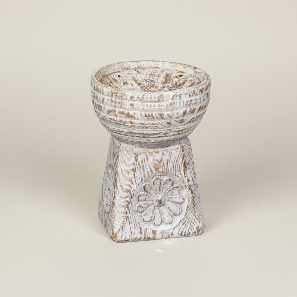 Deman whitewash indian candleholder