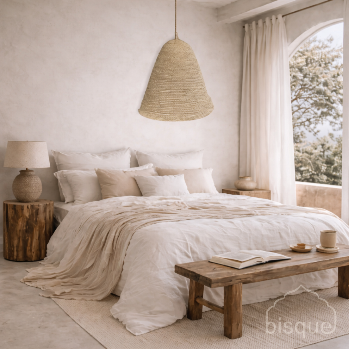 Dian : Tall Sisal 55cm x 70cm Dome Pendant Light
