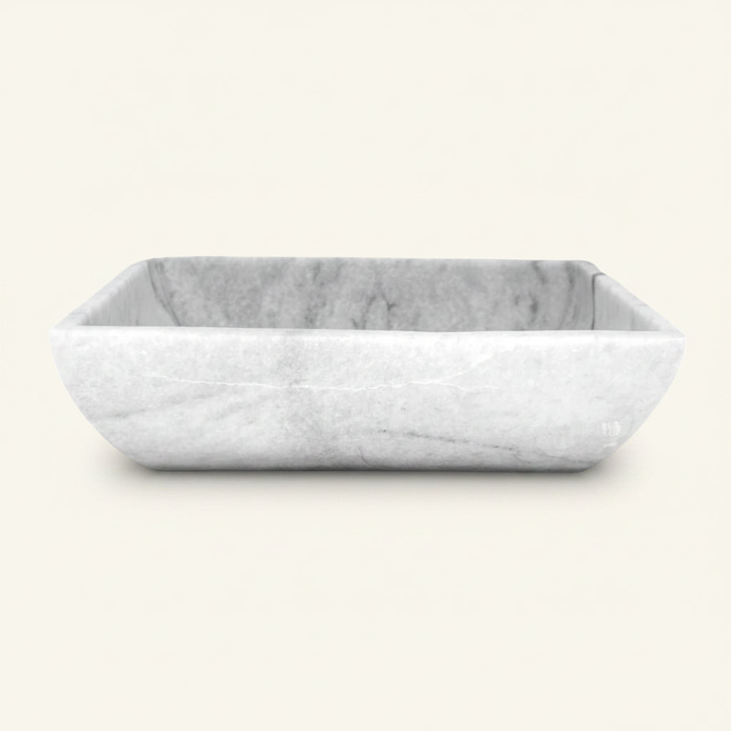 Ela 48cm rectangle white marble basin