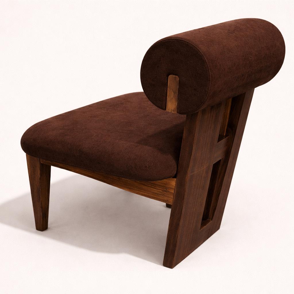 Dining Chair : Olifant : Roll Back Brown Upholstered