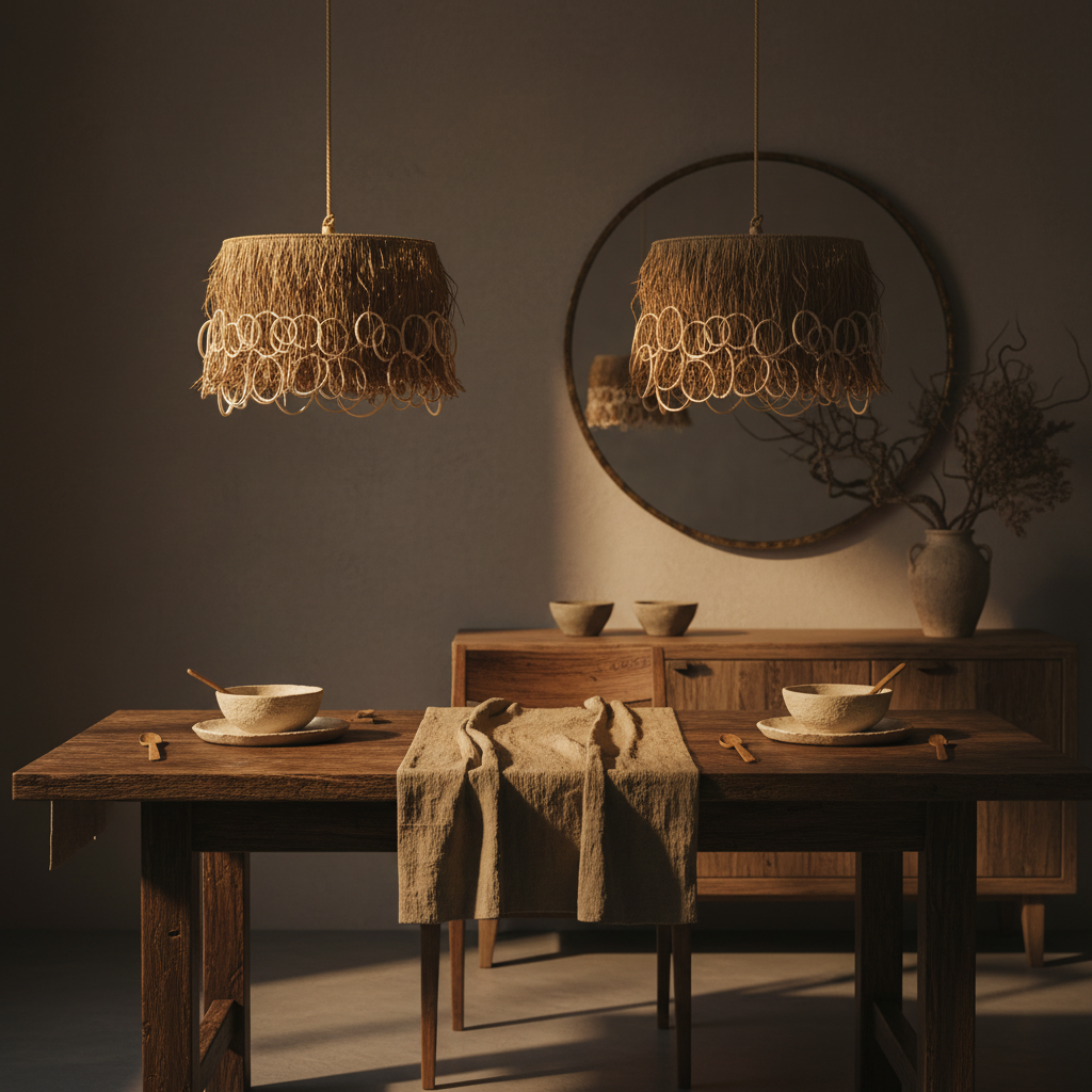 CLEARANCE PENDANT : Kano : Rafia Pendant Light 50cm diam x 42cm h