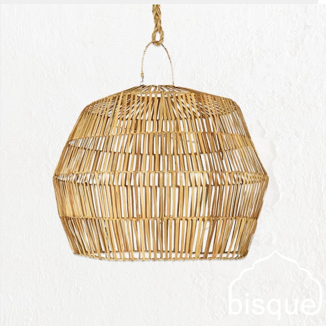 CLEARANCE PENDANT : Fatima : Rattan Angular Pendant, Natural, Small