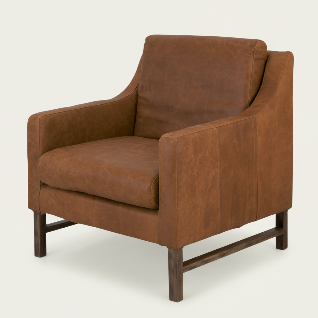 The Giorgio leather occasional armchair, lounge chair, brown leather, Bisque Traders
