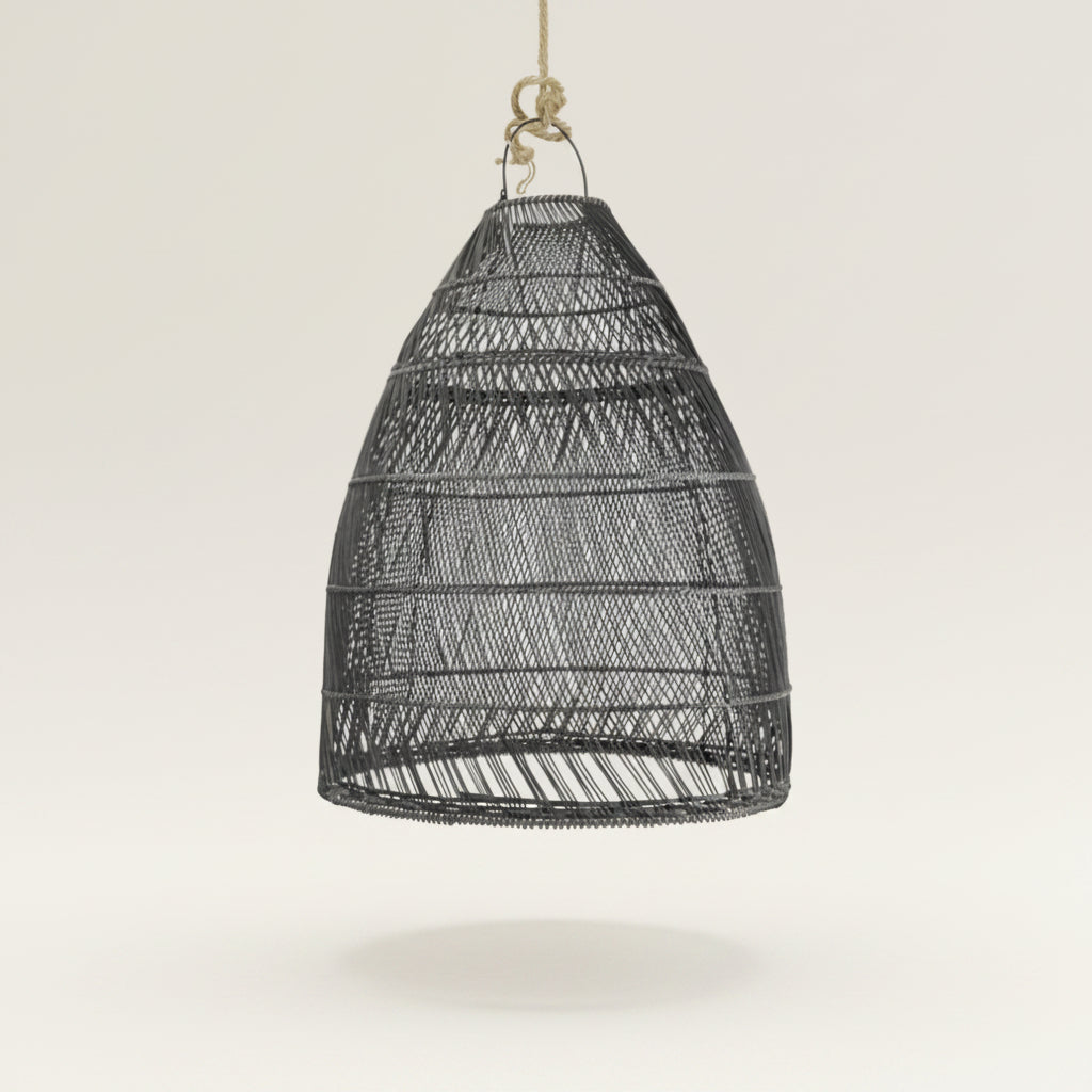 CLEARANCE PENDANT : Inoke : Rattan Dome Pendant, Black