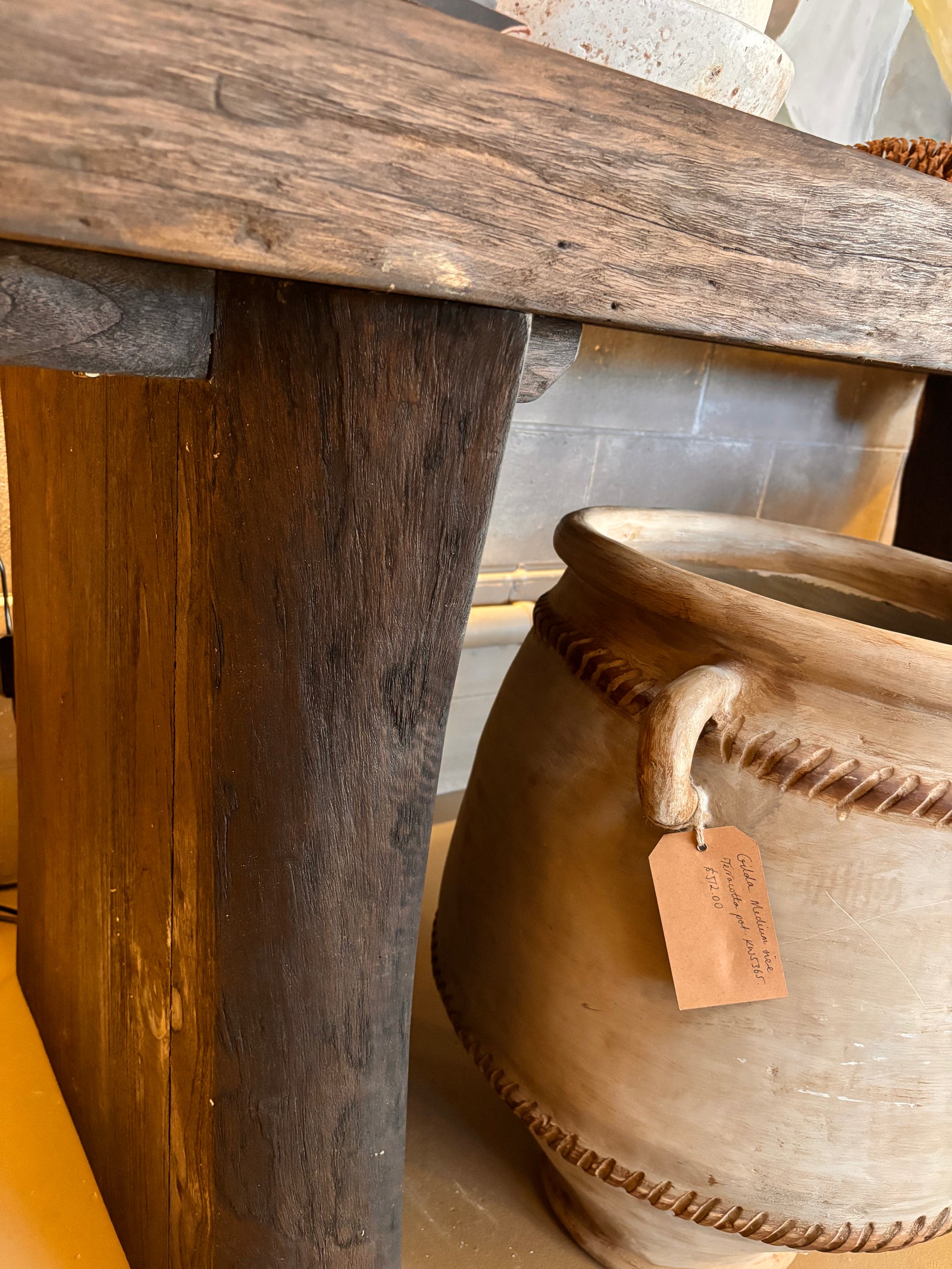 Imola : Reclaimed Teak 210cm Raw Edge Console : Dark Stain