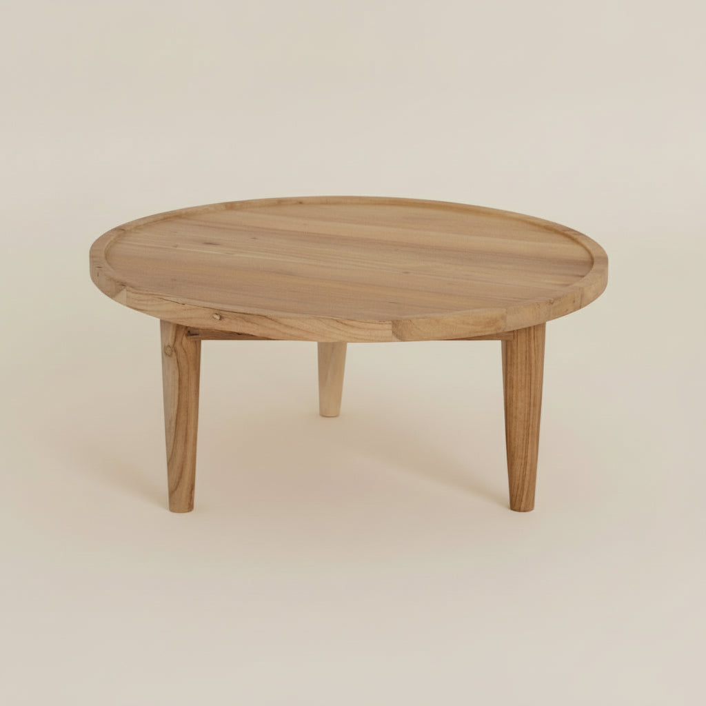 round reclaimed teak natural 75cm coffee table bisque