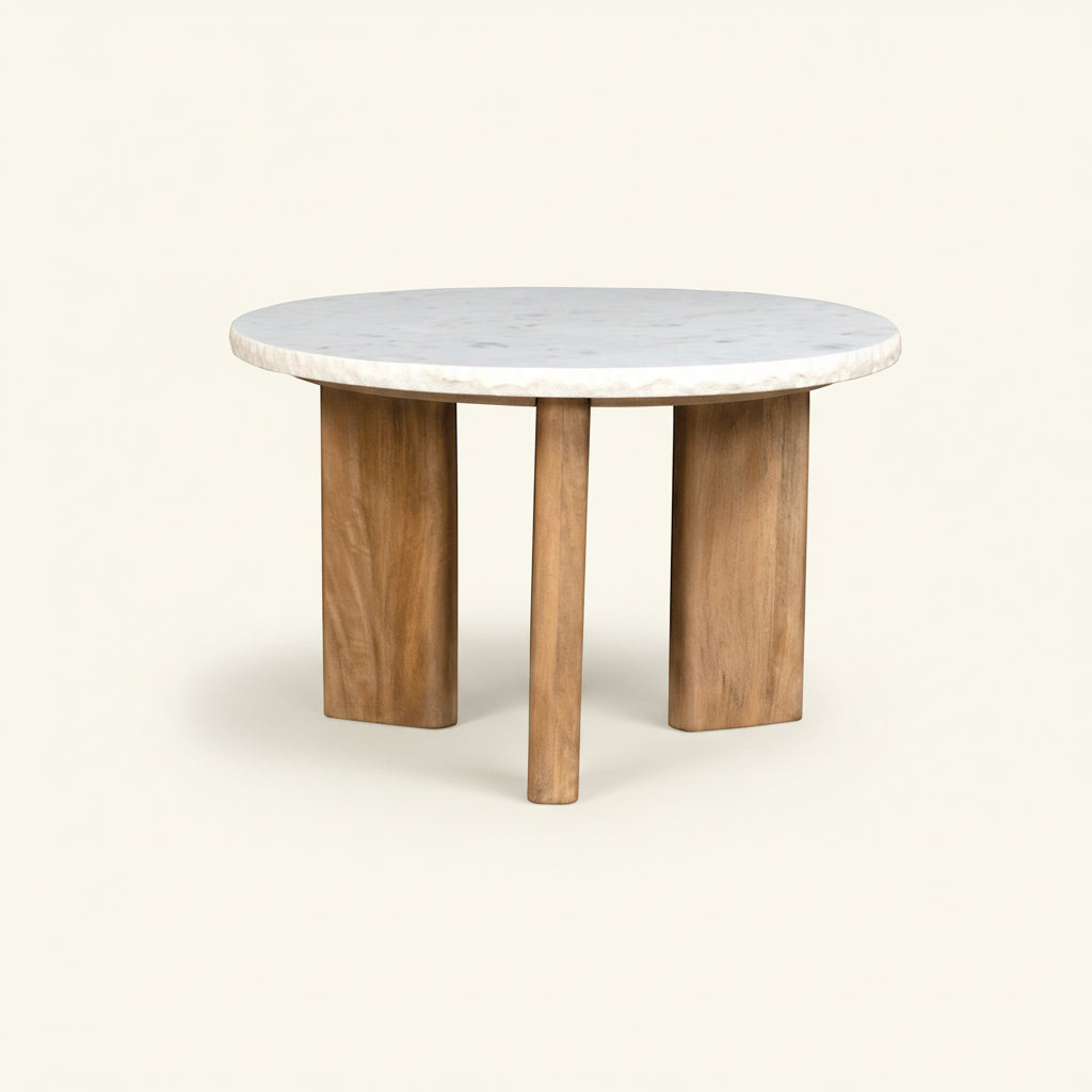 round marble top coffee table wabi sabi style Bisque