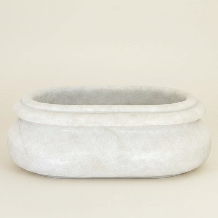 Isha 64cm white marble oval basin