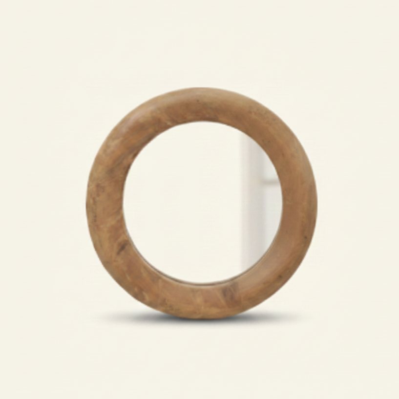 Mirror : Johan : Round Recycled Teak Mirror, 70cm Diam