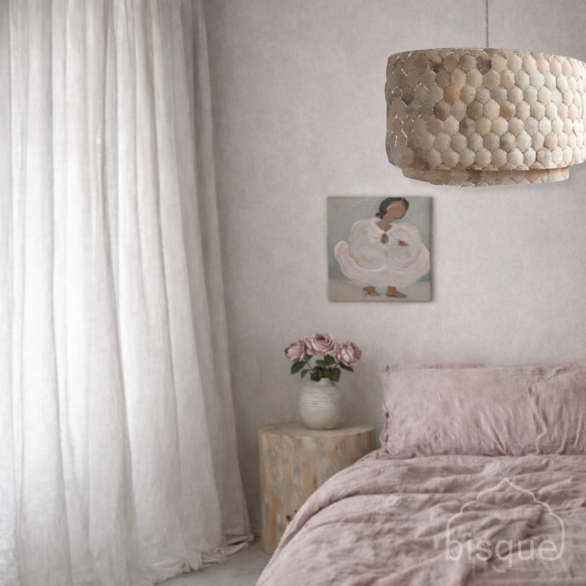 Pendant light: Kijani, Oval Coconut Two Layered 60cm