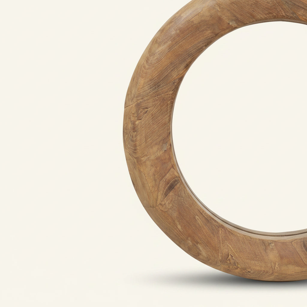 Mirror : Johan : Round Recycled Teak Mirror, 70cm Diam