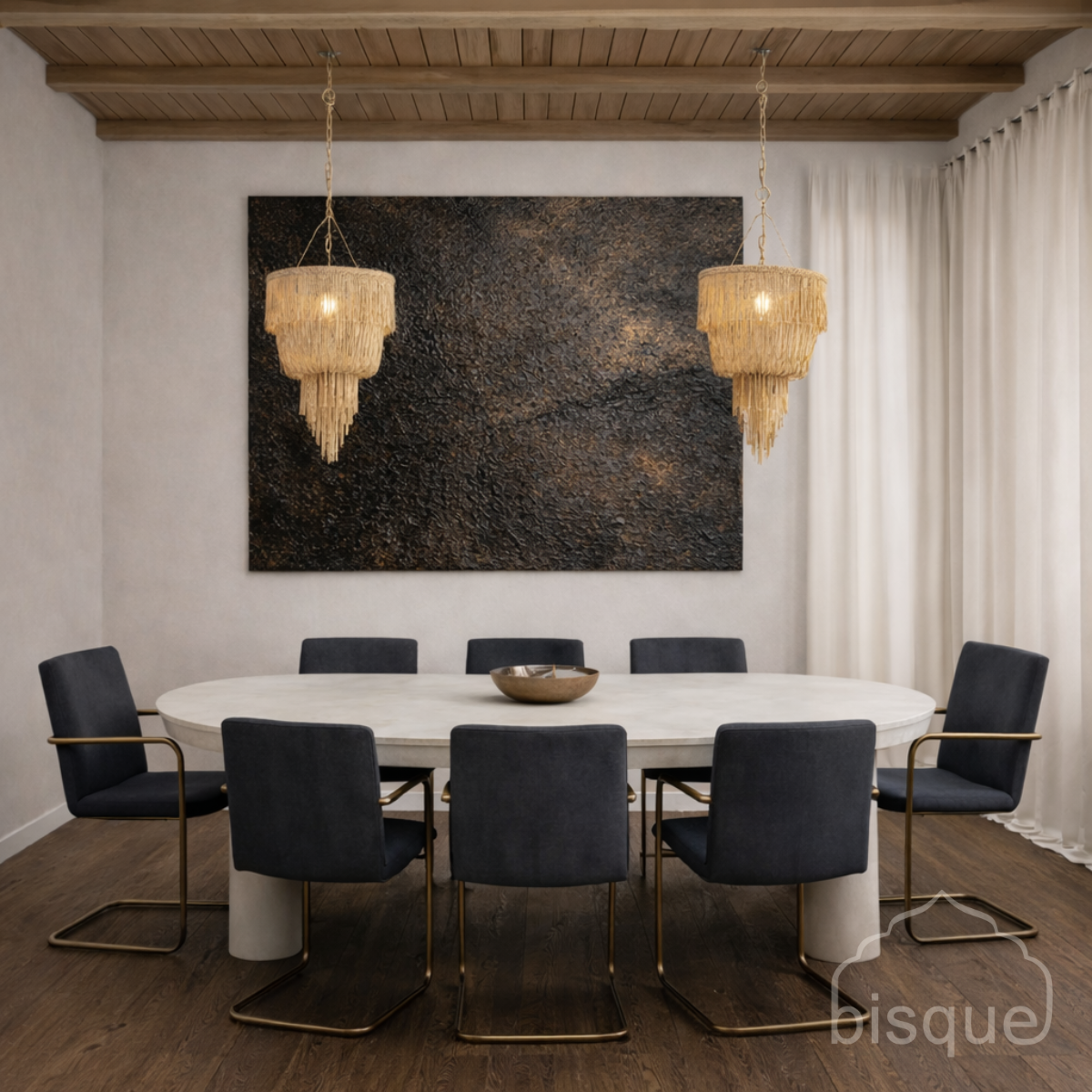 CLEARANCE PENDANT : Kofi : Coconut Bead 43cm Chandelier Pendant Light