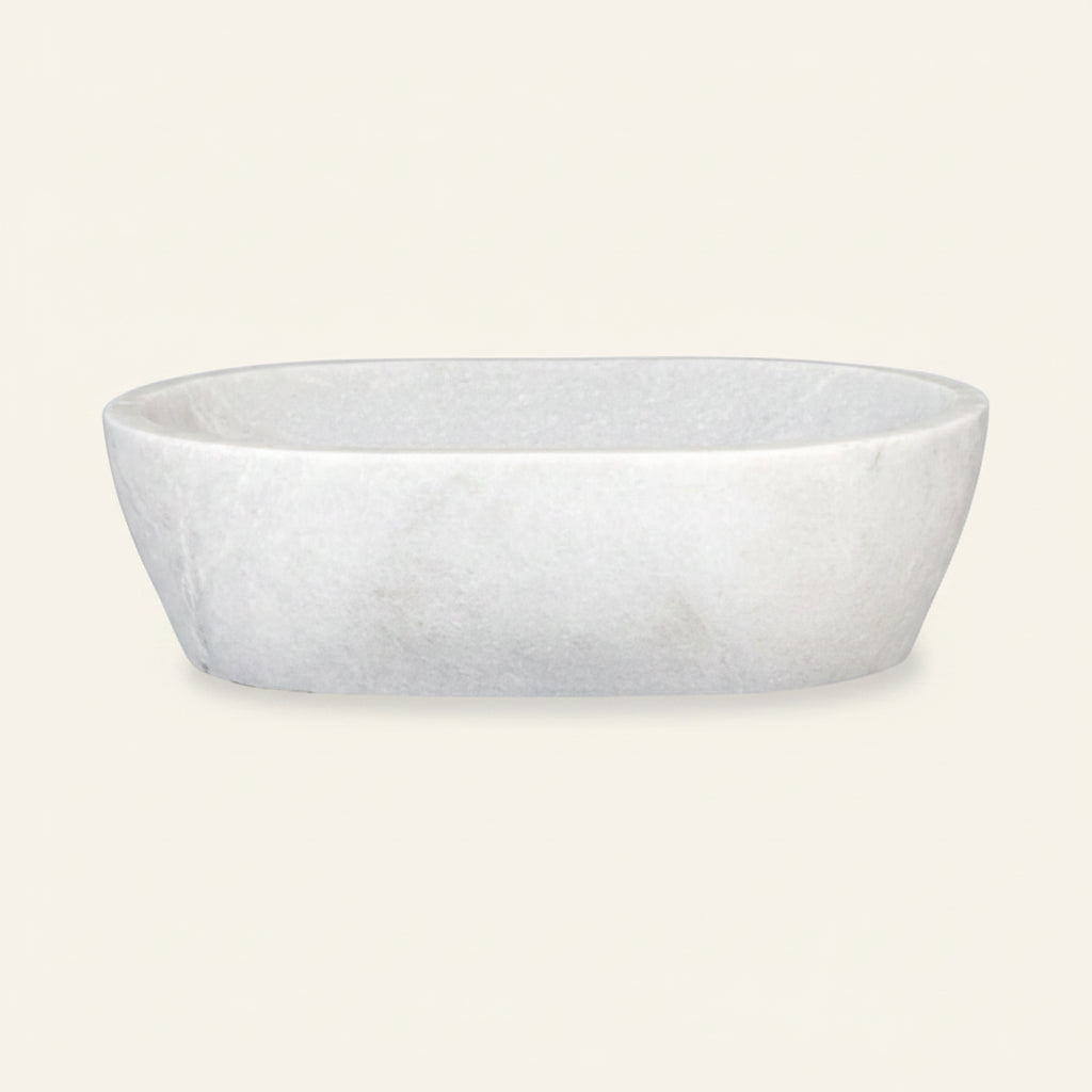 Layla 60cm oval white marble basin