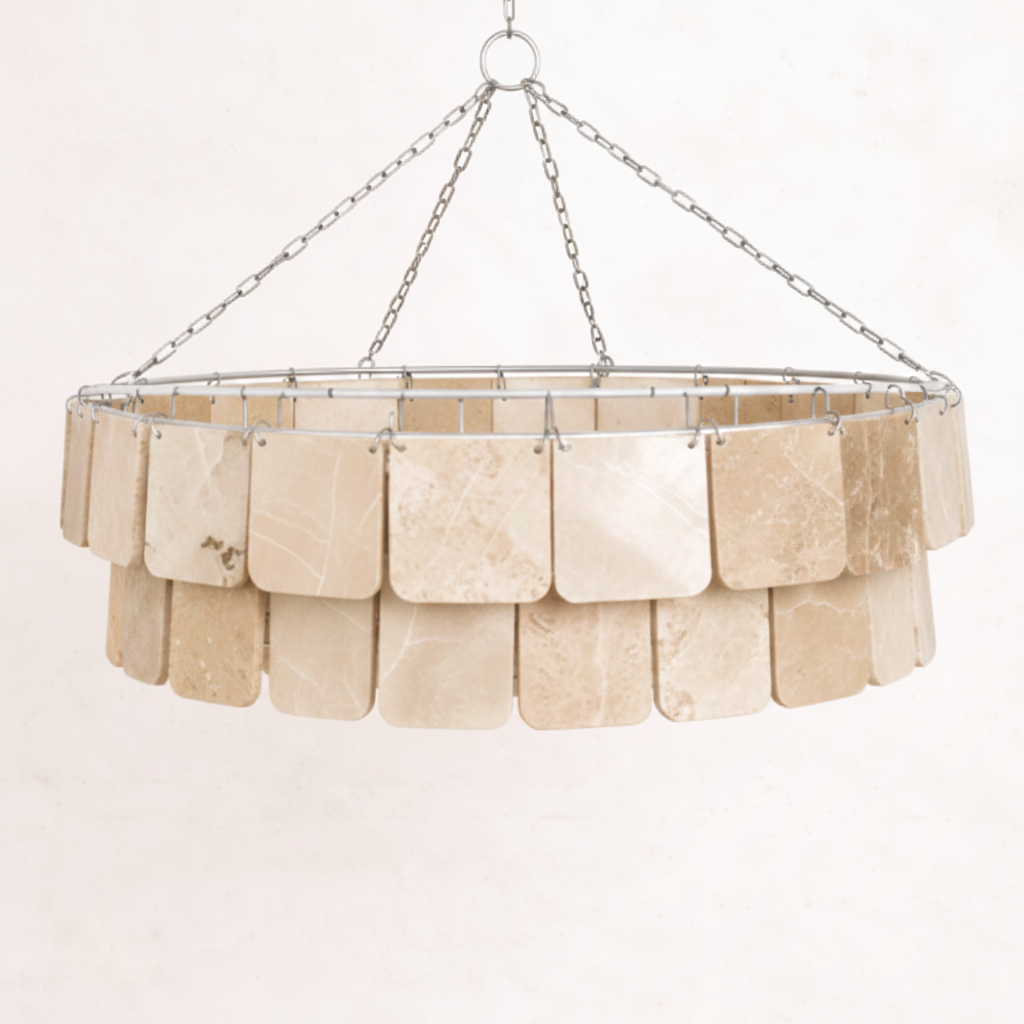 Double Row Cream Marble Chandelier, pendant light