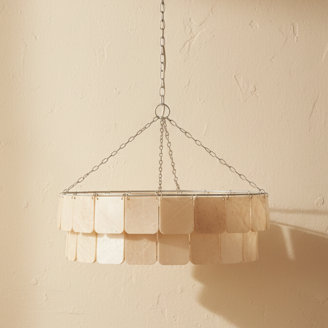 Double Row Cream Marble Chandelier, pendant light