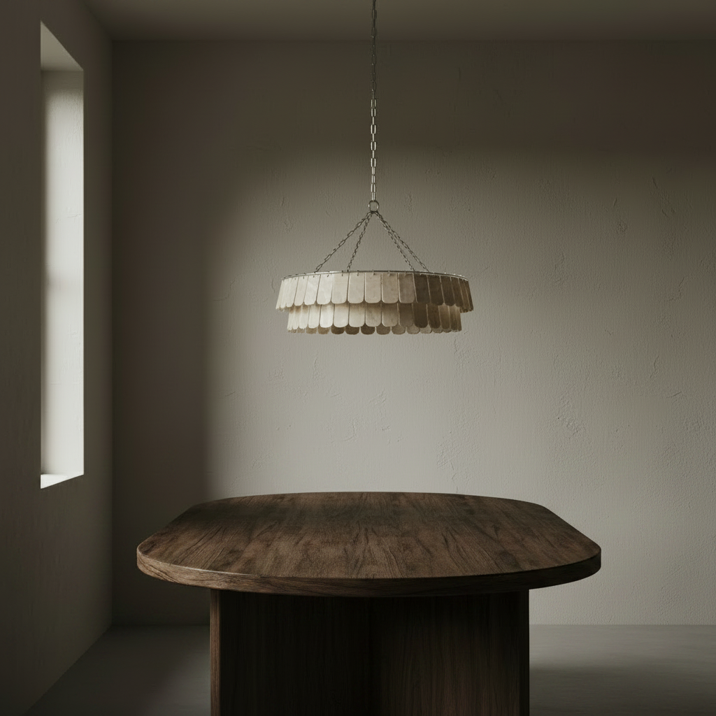 Pendant Light : Marta : U Shaped Disc Double Row Marble Chandelier | Cream