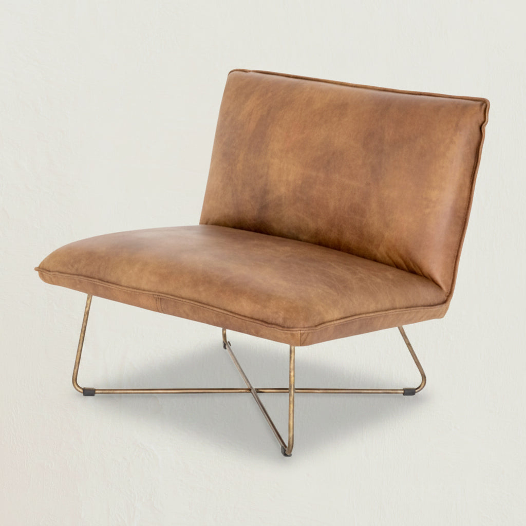 The Martina low leather occasional lounge chair, brown, Bisque Traders
