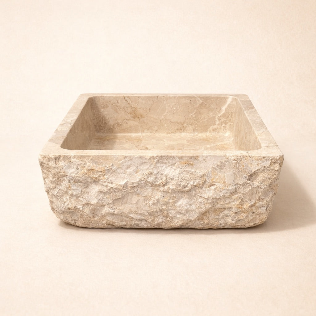 Matari basin/kitchen sink cream marble, wabi sabi, Bisque