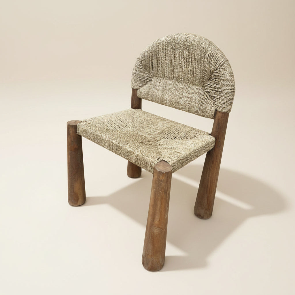 Dining chair: Mendong, Seagrass & Teak dining chair. Natural