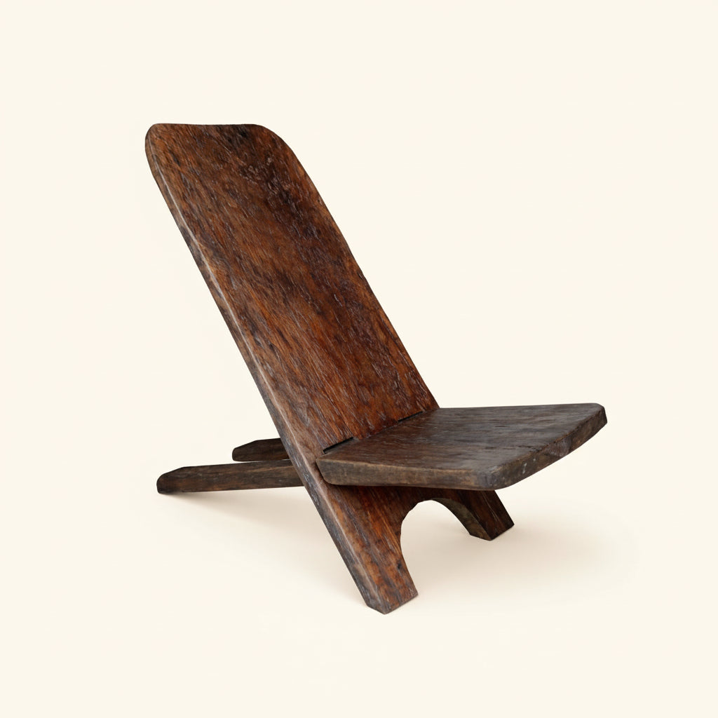 Modu African Folding Chair hand carved from Laban wood, one of a kind.