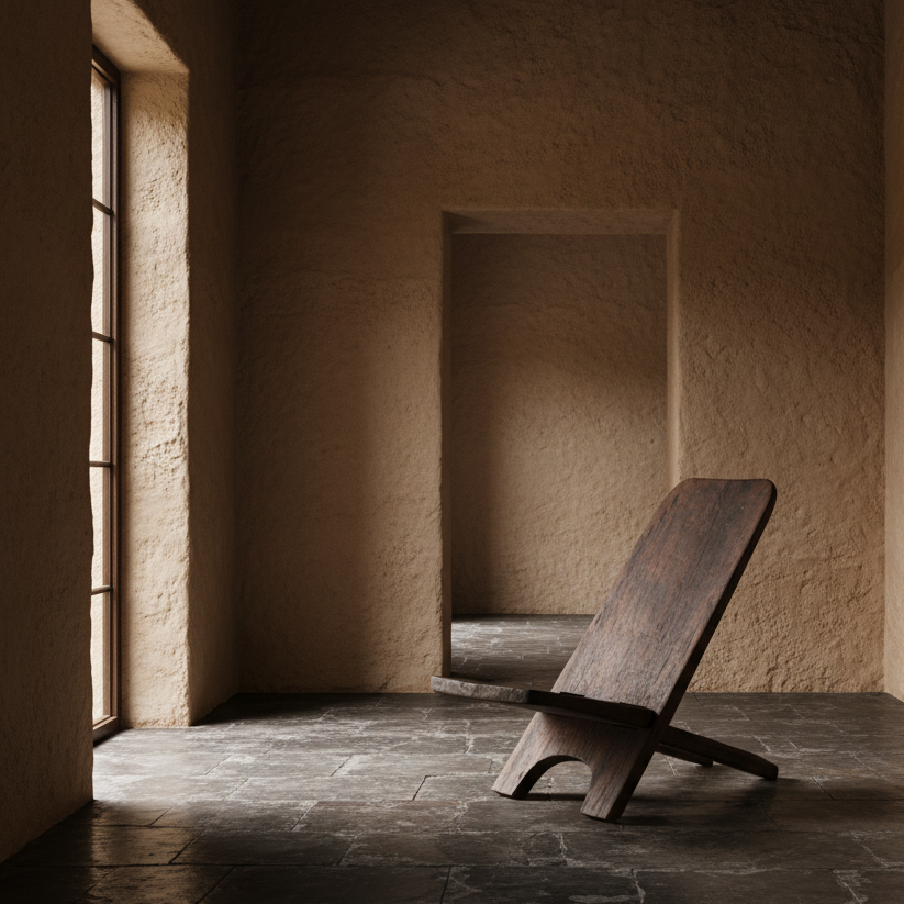 Modu hand carved primitive African Folding Chair made of Laban wood, one of a kind.