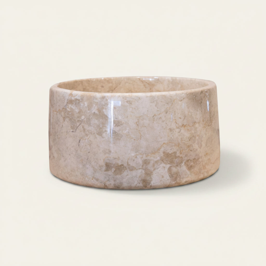 Basin: Pasha, Round Polished Cream Marble 36cm Basin