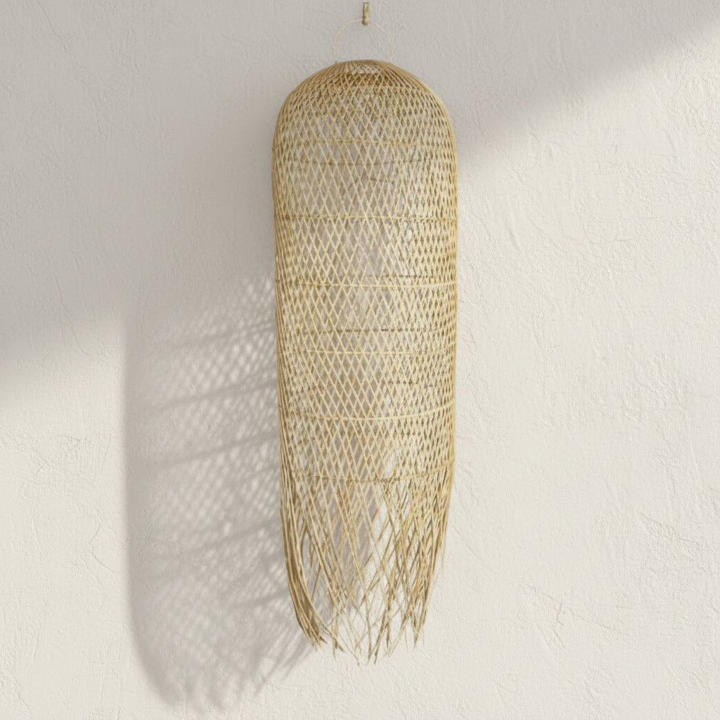 CLEARANCE PENDANT : Pucci : Rattan Long Shaggy Pendant, Natural