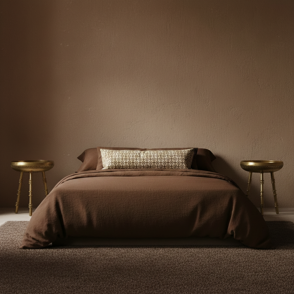 Rakshan : Brass Detailed Three Leg 55cm High Side Table / Bedside