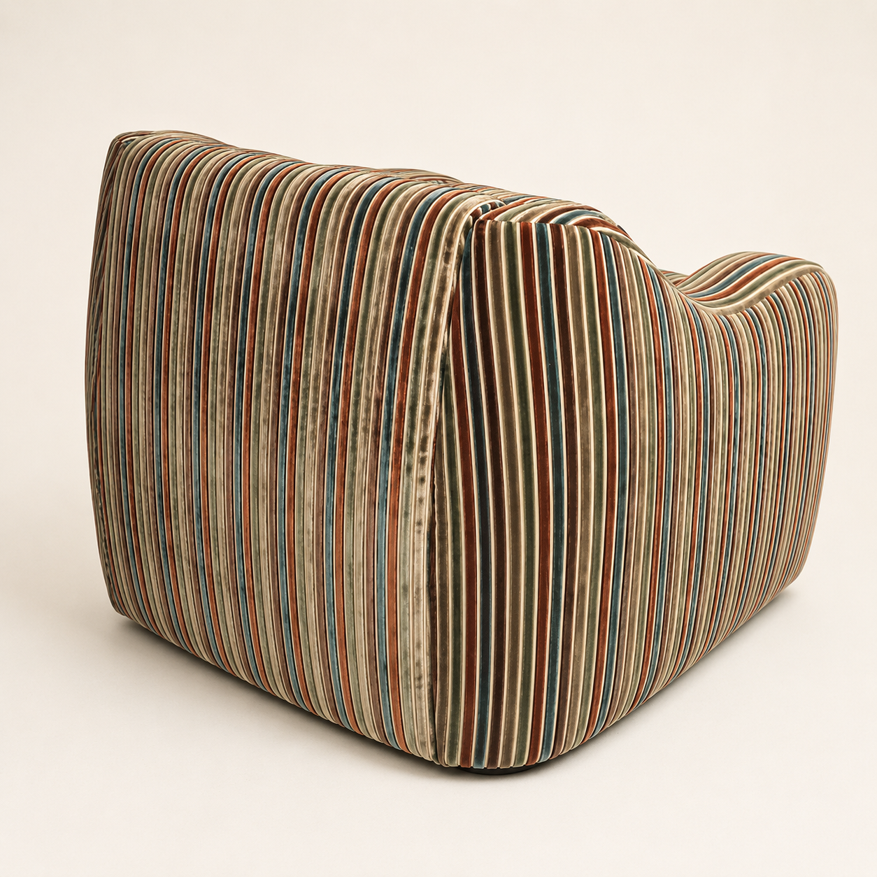 Occasional Chair : Roma : Gina Mixed Stripe Velvet : Upholstered Low Wide Modular Shaped 90cm deep x 100cm wide | Porto Upholstery