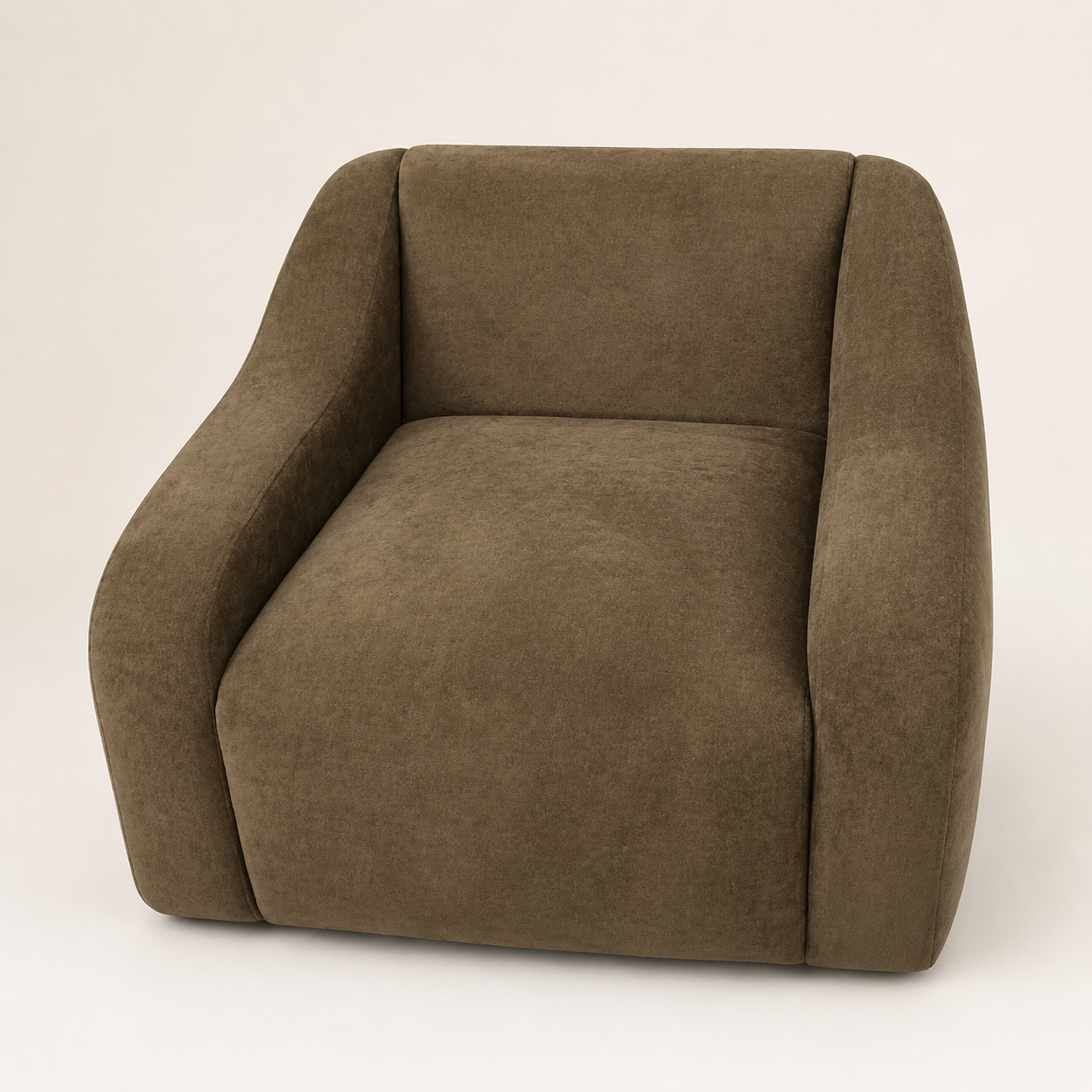 Occasional Chair : Roma : Granada Khaki : Upholstered Low Wide Modular Shaped 90cm deep x 100cm wide | Porto Upholstery