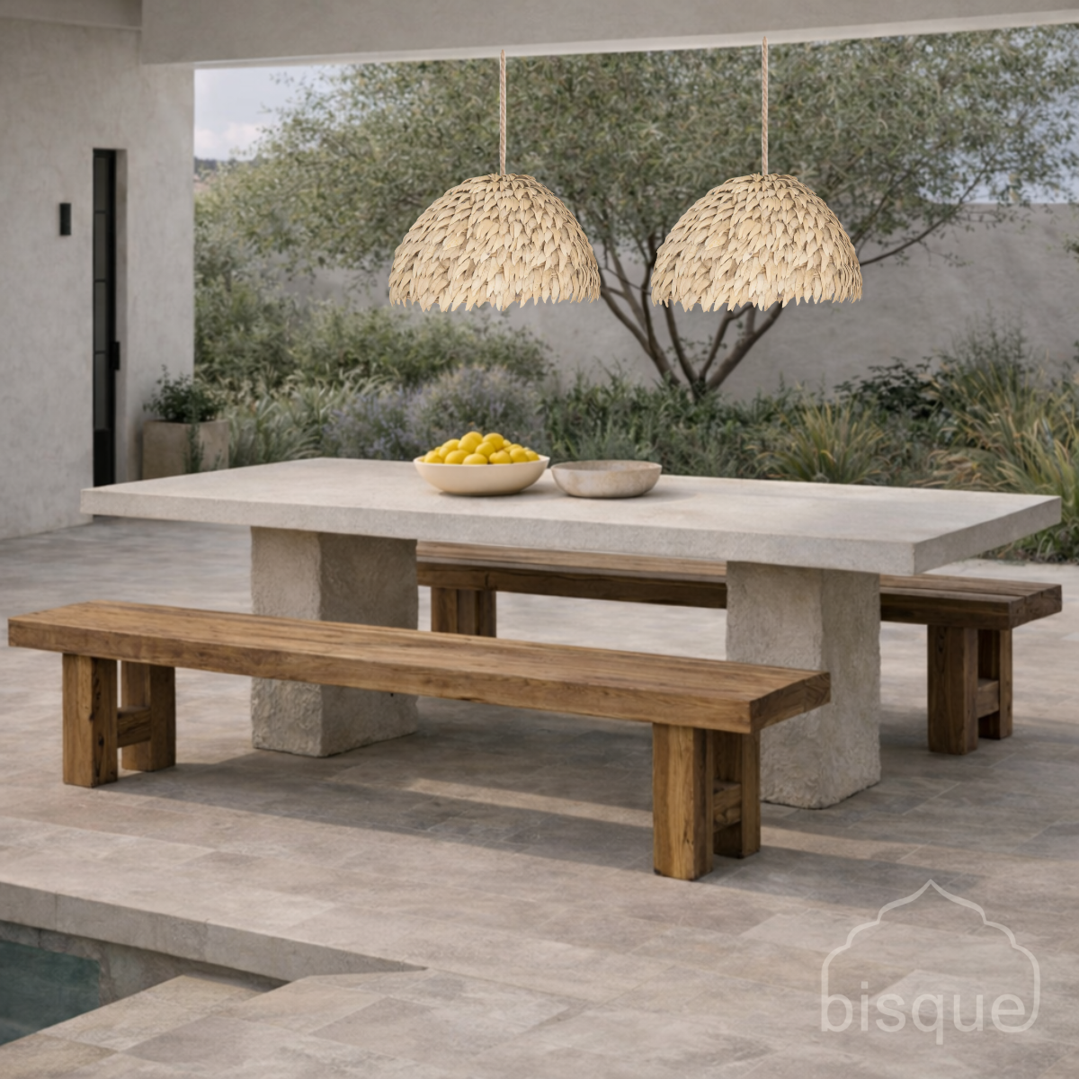 Pendant Light: Sade, Coconut Thin Dome Pendant Light.