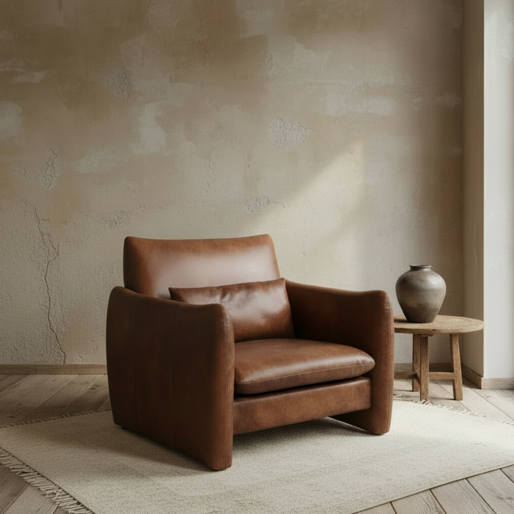 Occasional chair: Salerno Leather Occasional Chair. Tan Leather