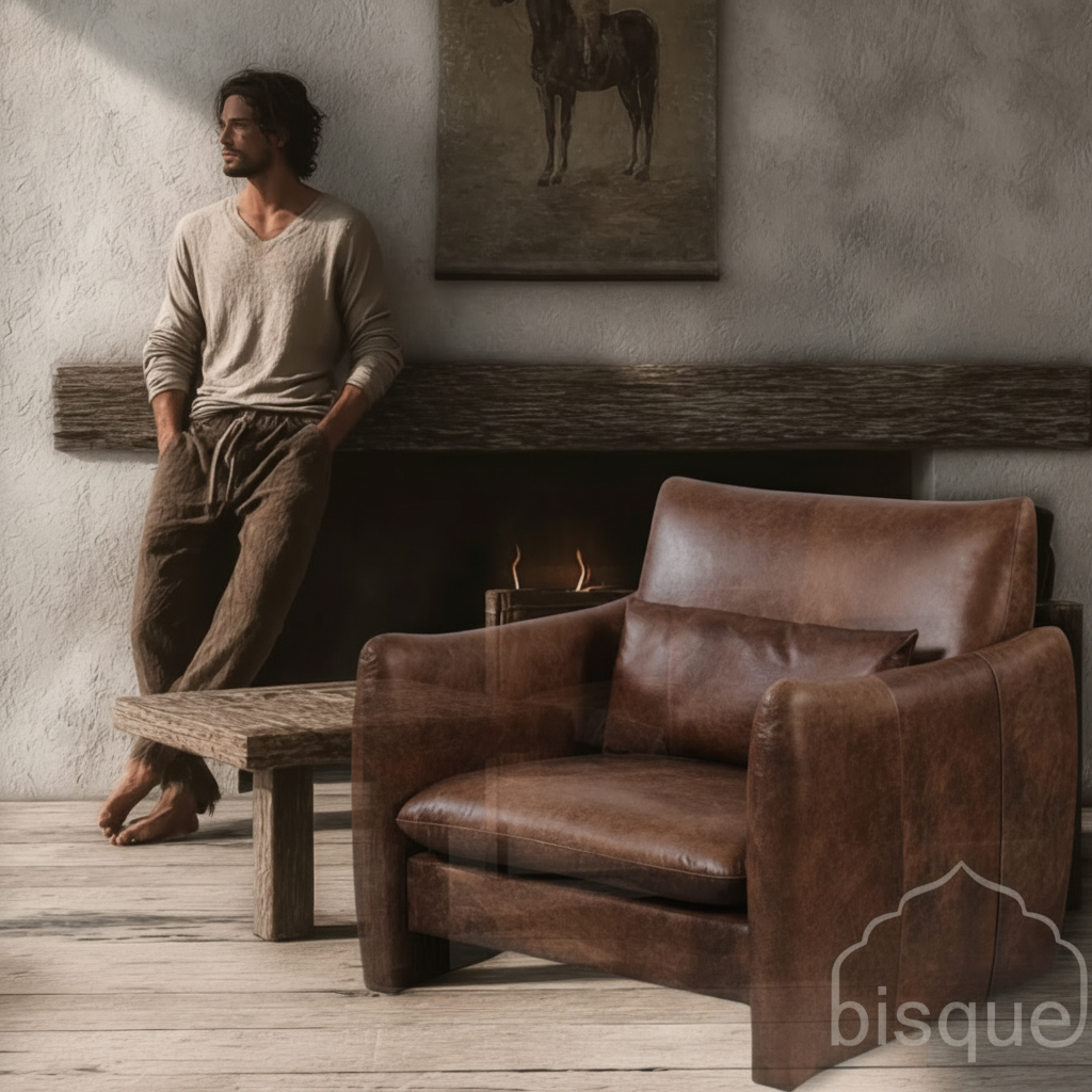 Salerno : Leather Occasional Chair, Leather, Whiskey