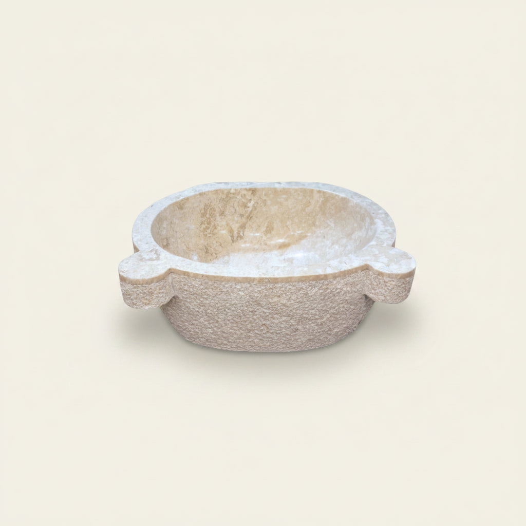 Basin: Samba, Cream Hammered Finish Hamam Style Marble Basin