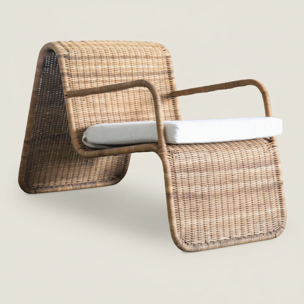 selam rattan modern armchair, rattan. Bisque Traders, Byron Bay