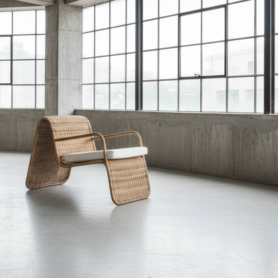 selam rattan modern rattan armchair, bisque traders, byron bay
