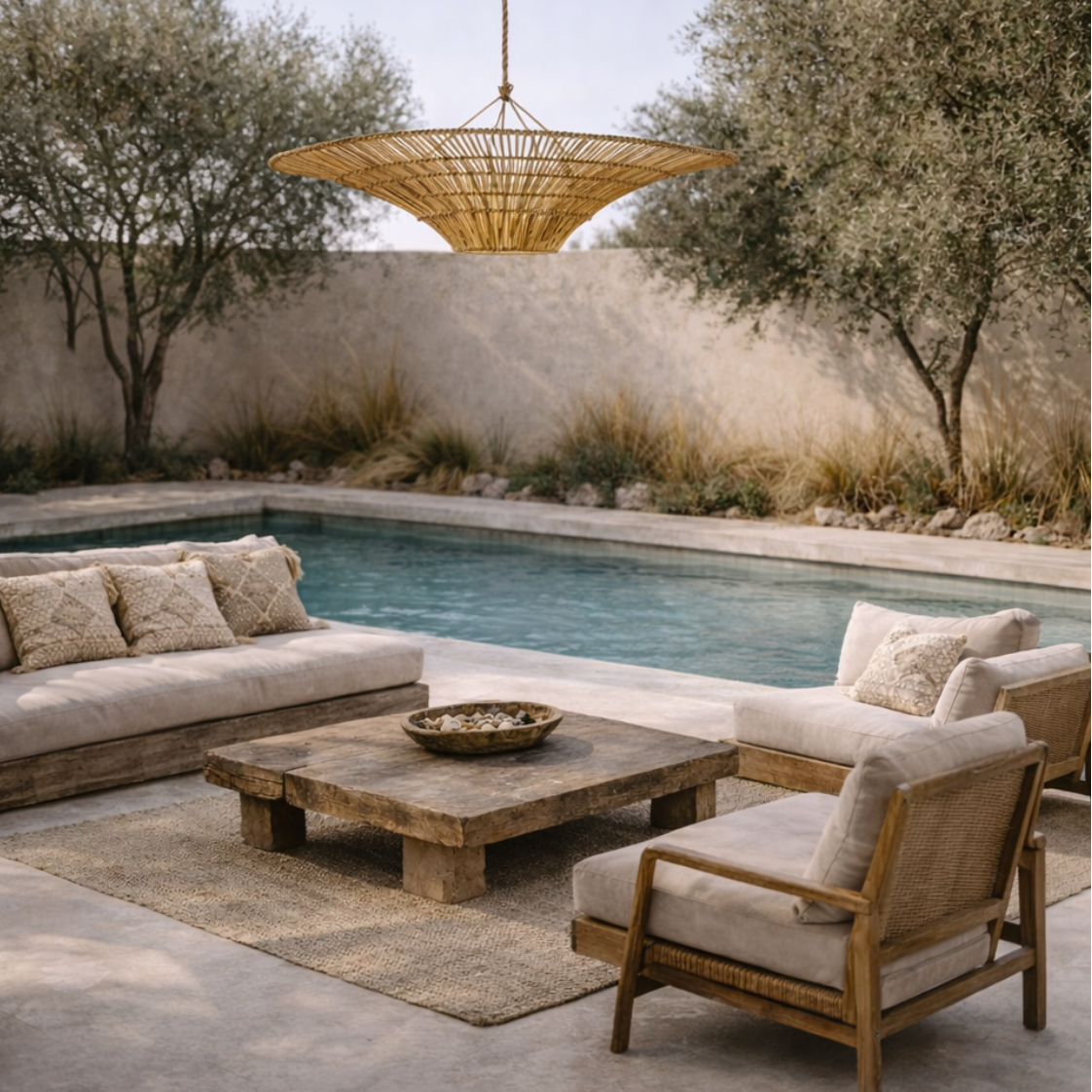 CLEARANCE PENDANT : Tano : Inverted Cone 81cm Rattan Pendant Light
