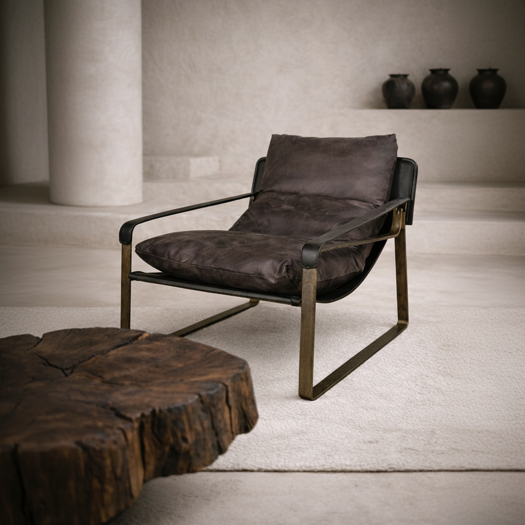 The Thomas lead charcoal leather recliner occasional armchair, Bisque Traders