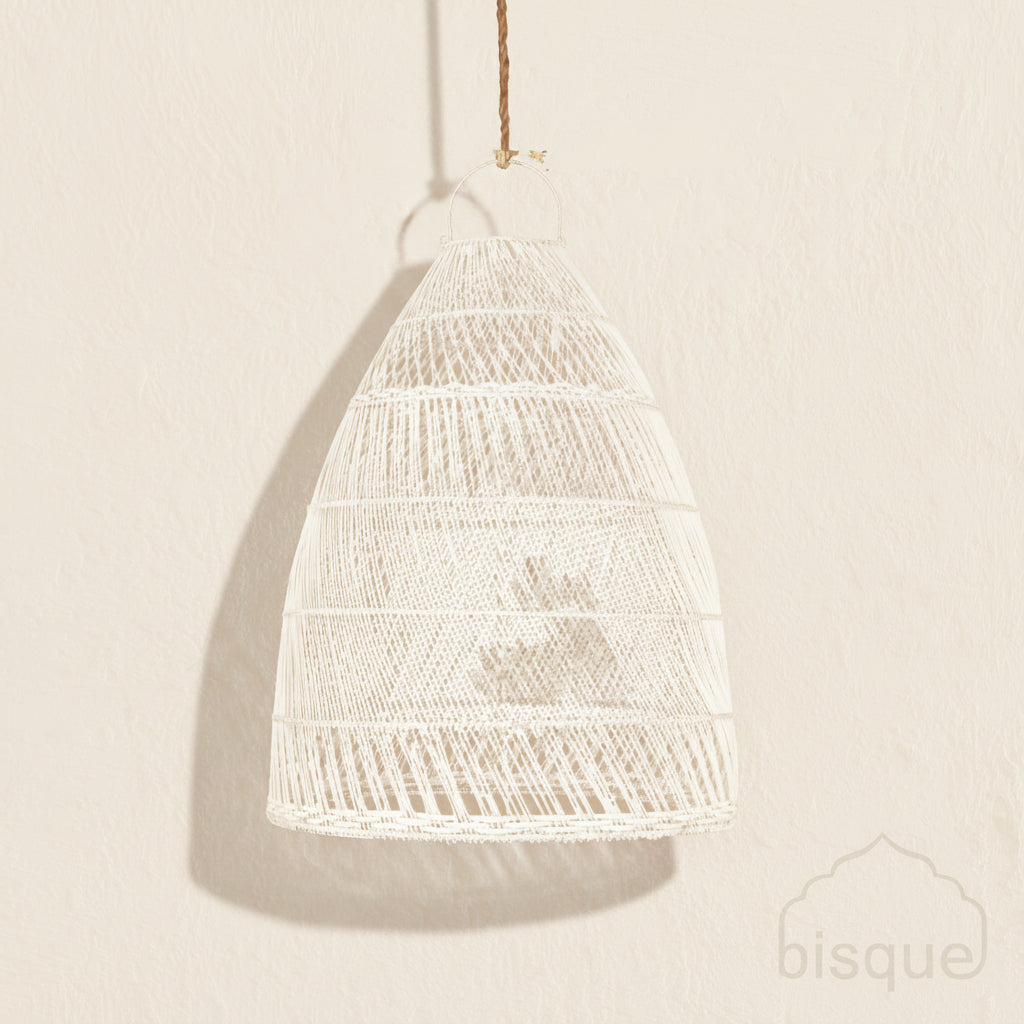 CLEARANCE PENDANT : Tuci : Rattan Dome Pendant, White