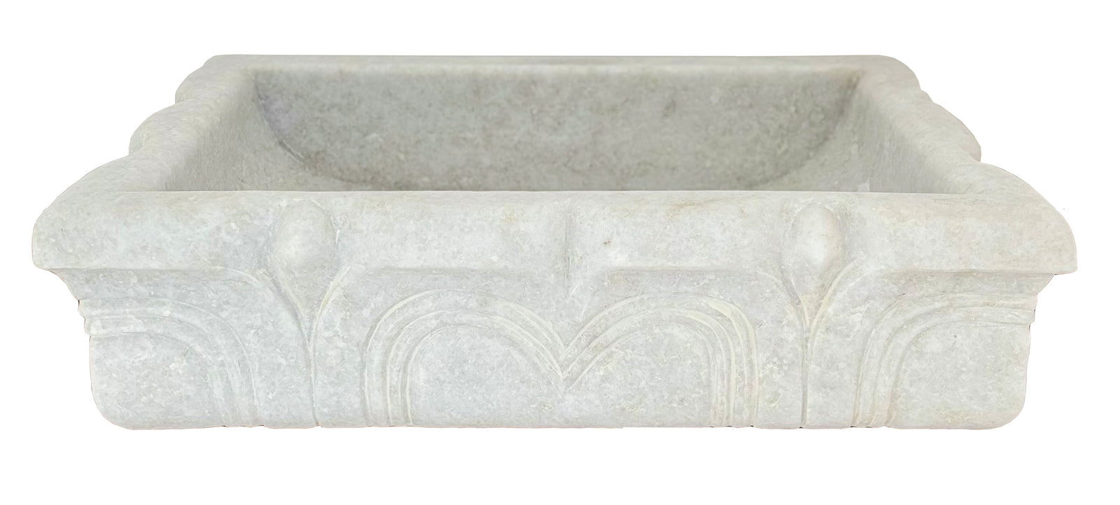 Vajra : Rectangular Carved Rectangular White Marble Basin, Classic Basins, Australia