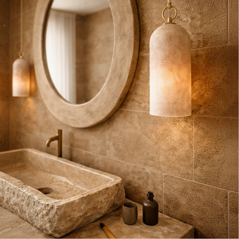 Pendant Light: Leni : Tubular 30cm Long Onyx Pendant Light