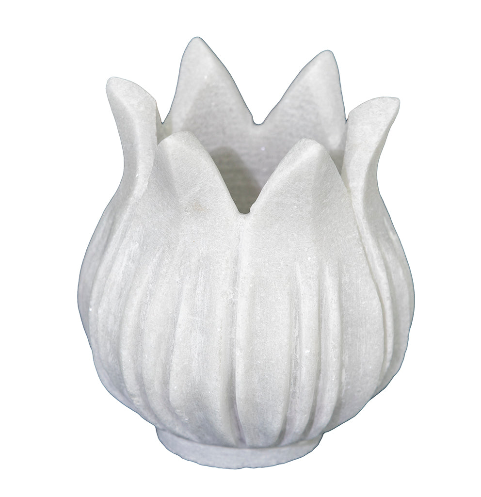 Lotus : Flower Marble Candleholder, Small